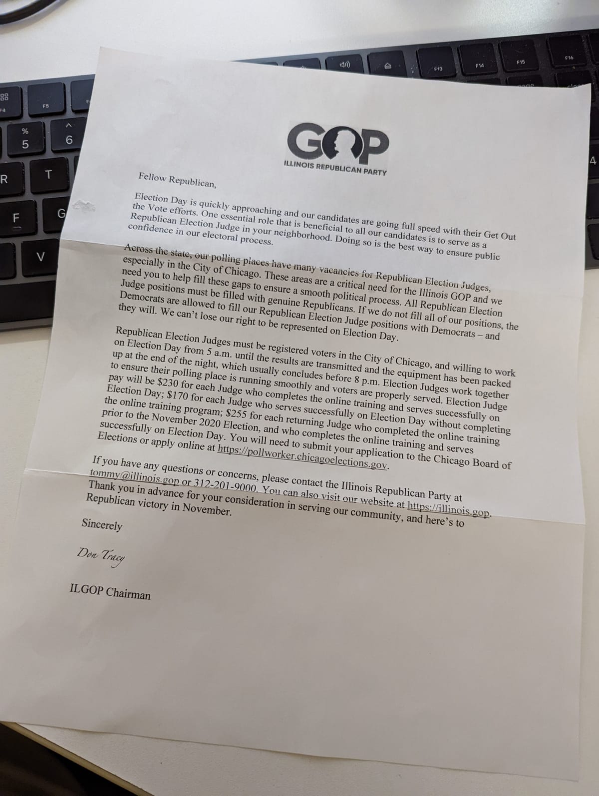 Note 60: An open response to IL GOP Chairman Don Tracy re: recruiting Election Judges